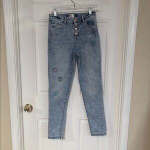 SO Blue High Rise Jeans with Vintage Faded Look